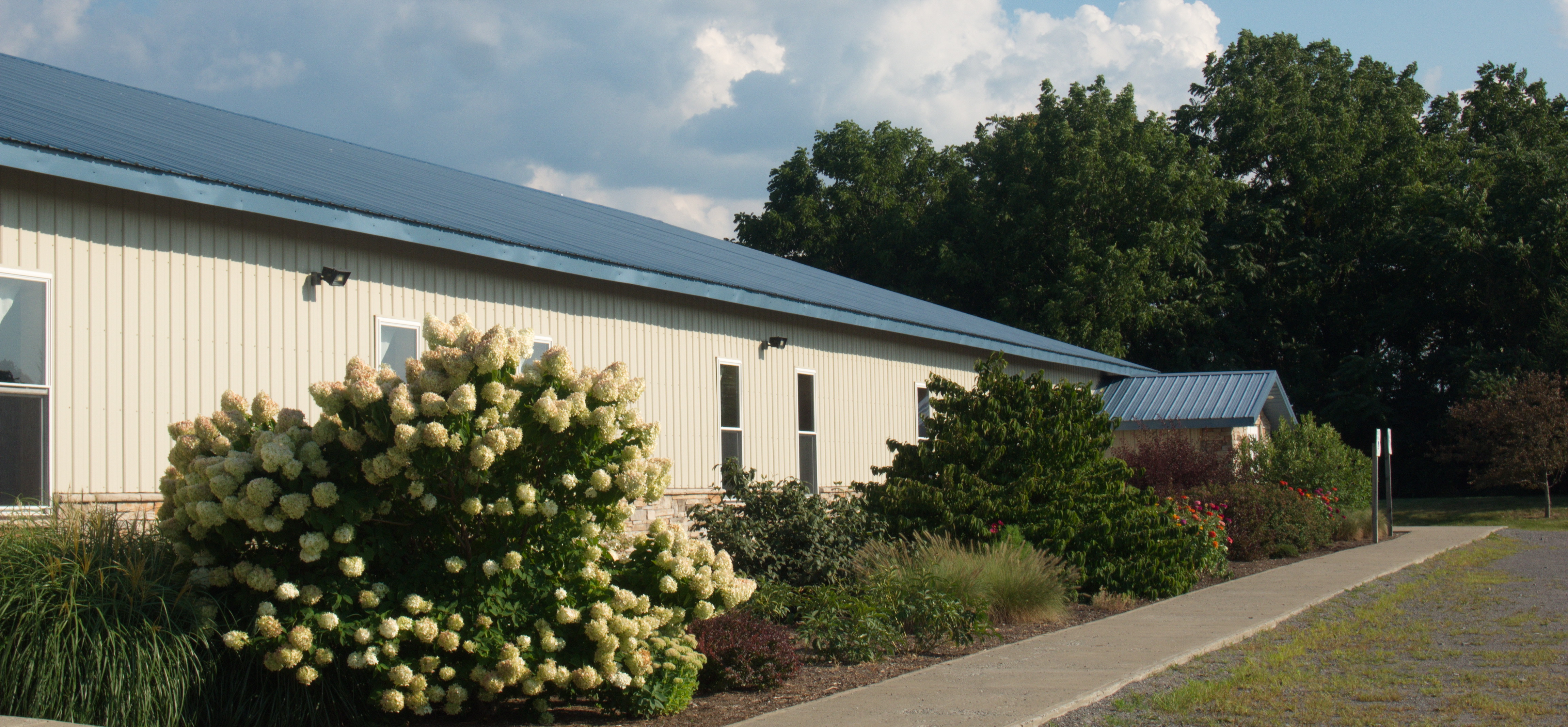A front view of the church building.